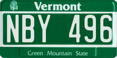 VT license plate NBY496