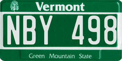 VT license plate NBY498