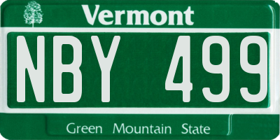 VT license plate NBY499