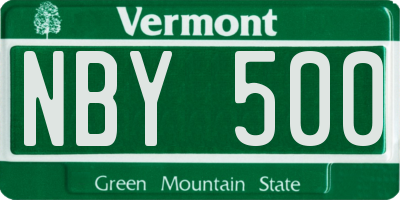 VT license plate NBY500