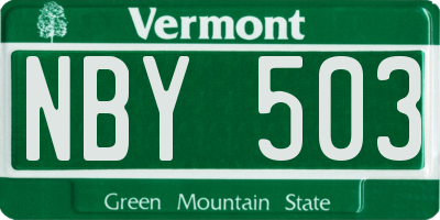 VT license plate NBY503