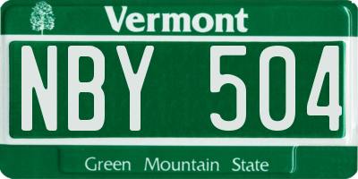 VT license plate NBY504