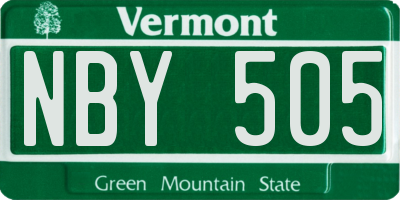 VT license plate NBY505