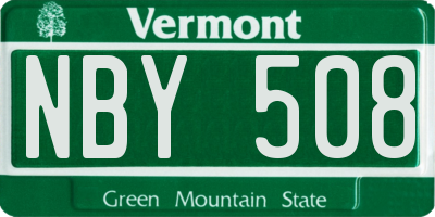 VT license plate NBY508