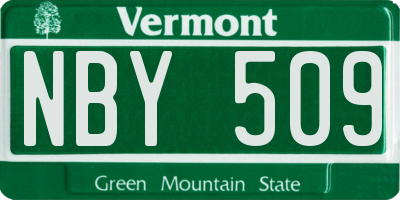 VT license plate NBY509