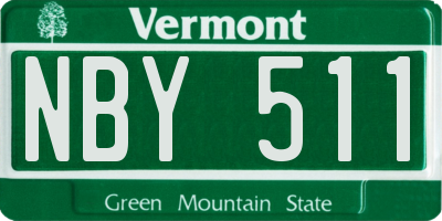 VT license plate NBY511