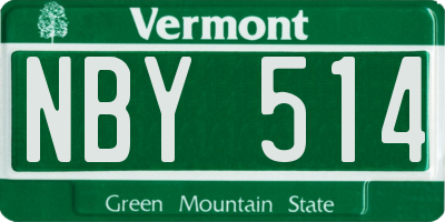 VT license plate NBY514
