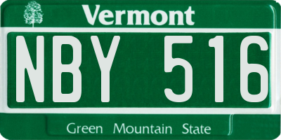 VT license plate NBY516