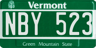 VT license plate NBY523