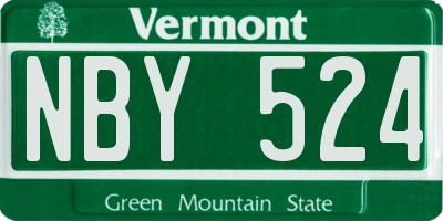 VT license plate NBY524