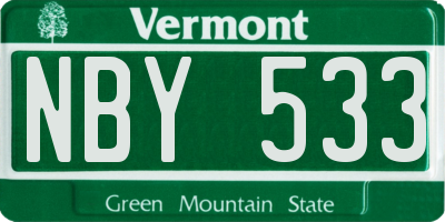 VT license plate NBY533