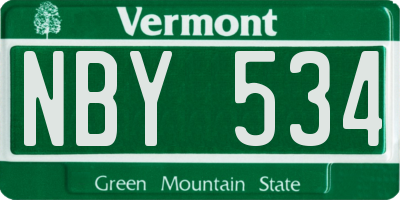 VT license plate NBY534