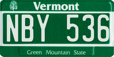 VT license plate NBY536