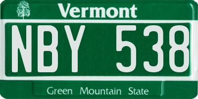 VT license plate NBY538