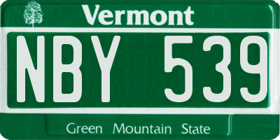 VT license plate NBY539