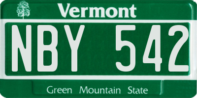 VT license plate NBY542