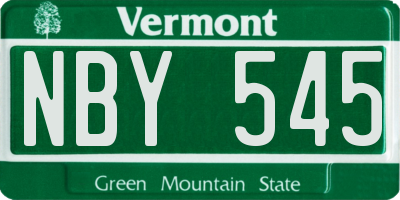 VT license plate NBY545