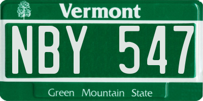 VT license plate NBY547