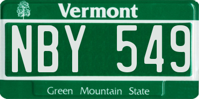 VT license plate NBY549