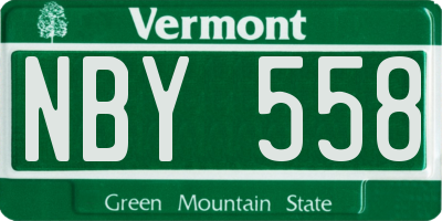 VT license plate NBY558