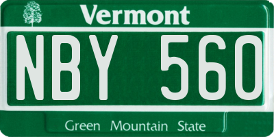 VT license plate NBY560