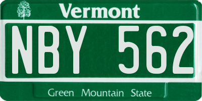 VT license plate NBY562