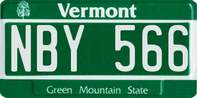 VT license plate NBY566