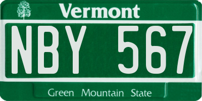 VT license plate NBY567