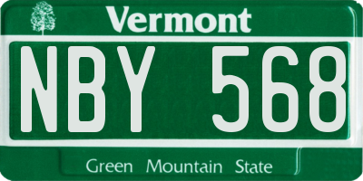 VT license plate NBY568