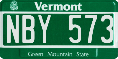 VT license plate NBY573