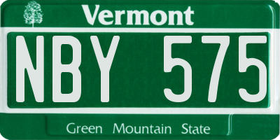 VT license plate NBY575