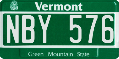 VT license plate NBY576