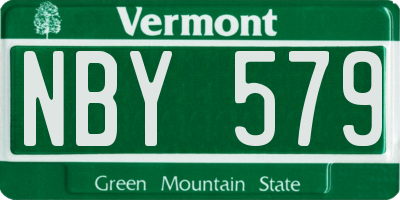 VT license plate NBY579