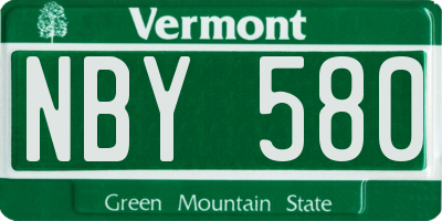 VT license plate NBY580