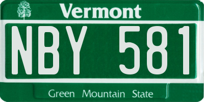 VT license plate NBY581