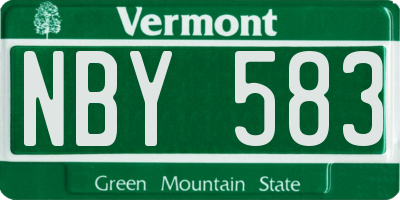 VT license plate NBY583