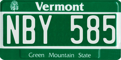 VT license plate NBY585