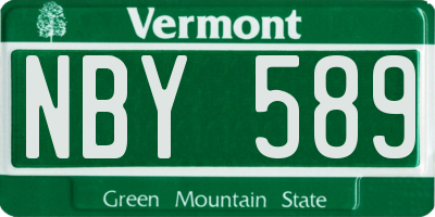 VT license plate NBY589