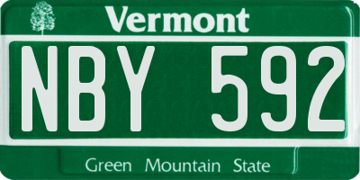 VT license plate NBY592