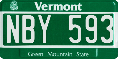 VT license plate NBY593