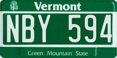 VT license plate NBY594