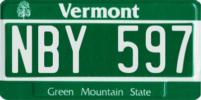VT license plate NBY597