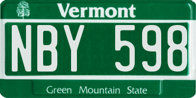 VT license plate NBY598