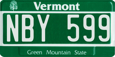 VT license plate NBY599