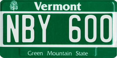 VT license plate NBY600