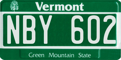 VT license plate NBY602