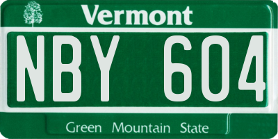 VT license plate NBY604