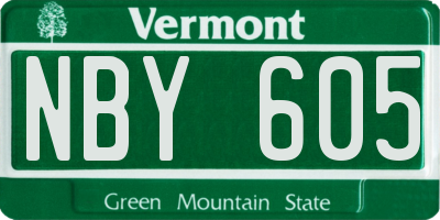 VT license plate NBY605