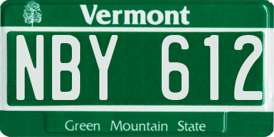 VT license plate NBY612