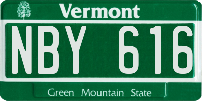 VT license plate NBY616